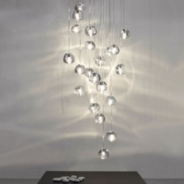 Moderní závěsné svítidlo Crystal Cluster Jedinečné duplexní schodiště se stíněním křišťálové lampy