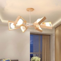 Moderní lustr ve tvaru vějíře Elegantní dřevěné závěsné svítidlo