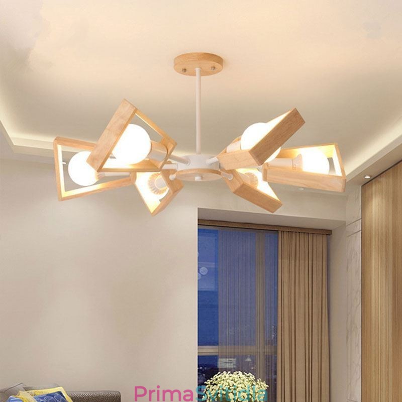 Moderní lustr ve tvaru vějíře Elegantní dřevěné závěsné svítidlo
