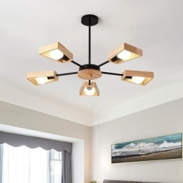 Moderní lustr ve tvaru vějíře Elegantní dřevěné závěsné svítidlo