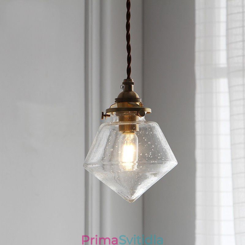 1 Light Diamond Glass Pendant Light Bubble Glass Light Fix