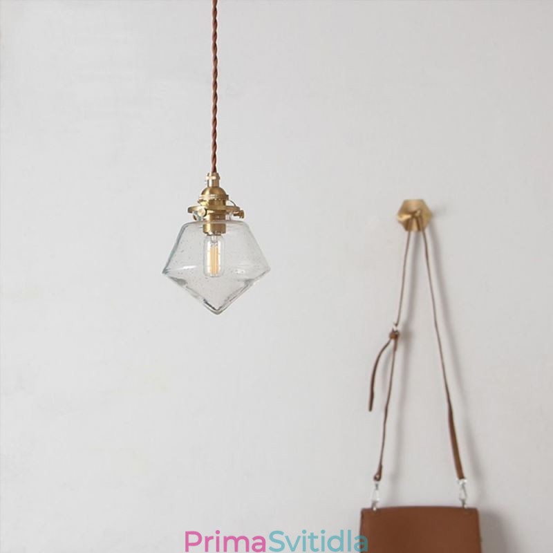 1 Light Diamond Glass Pendant Light Bubble Glass Light Fix