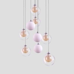 Přívěsek Light Glass Cluster Stropní světle zlatý nikl kartáčovaný + mléčná skleněná koule