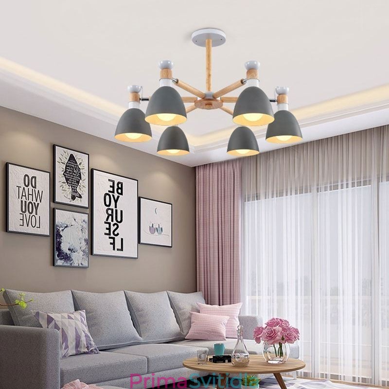 Kreativní dřevěný lustr Nordic Macaron Pendant Light