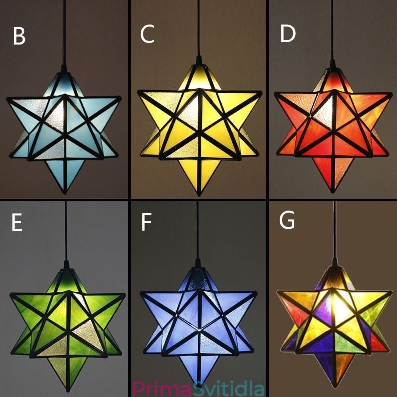 Evropské závěsné svítidlo z barevného skla Creative hvězda závěsné svítidlo