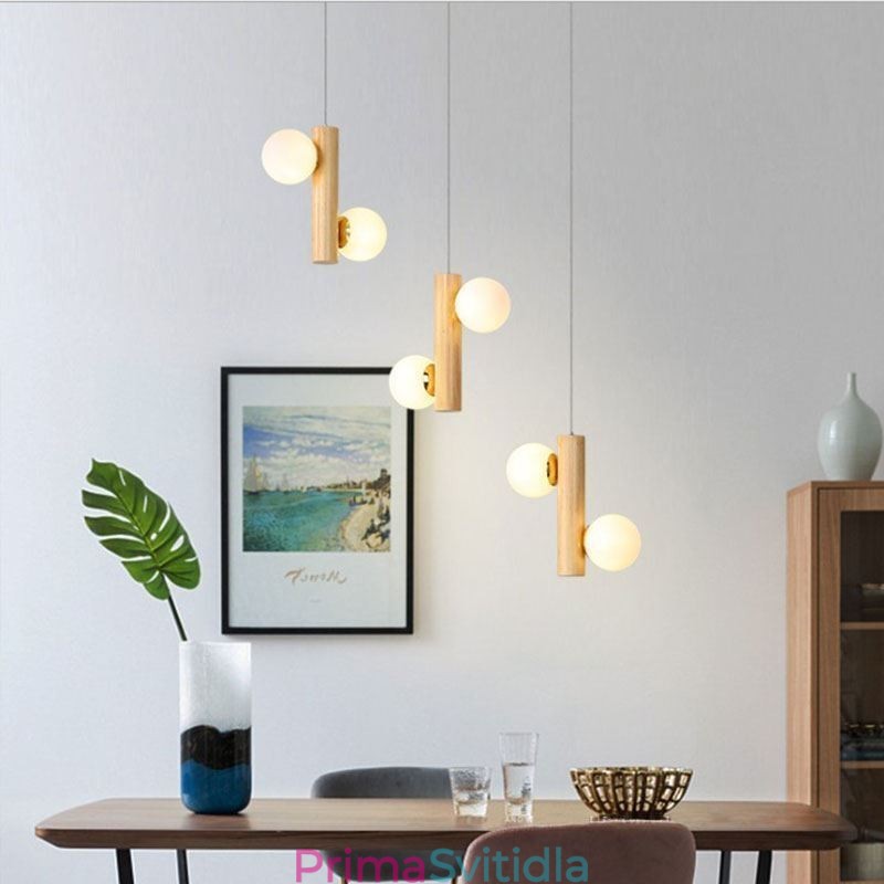 Dřevěný přívěsek Light Magic Bean Cluster Stropní světelný ostrov
