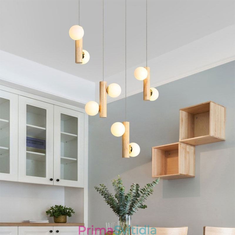 Dřevěný přívěsek Light Magic Bean Cluster Stropní světelný ostrov