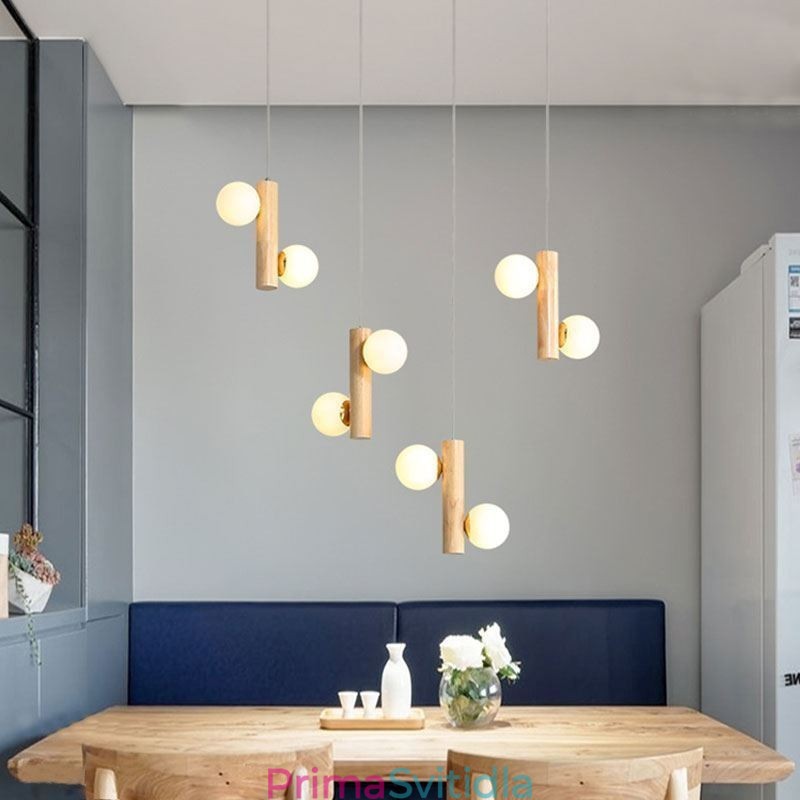 Dřevěný přívěsek Light Magic Bean Cluster Stropní světelný ostrov