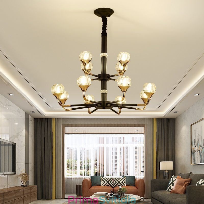 Moderní křišťálové závěsné svítidlo Elegantní křišťálový lustr