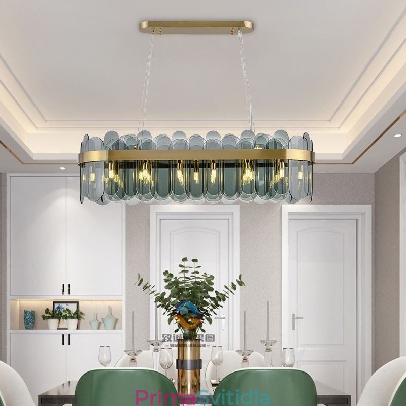 Minimalistické skleněné závěsné svítidlo Jedinečná barva obdélníkový stropní světelný ostrov