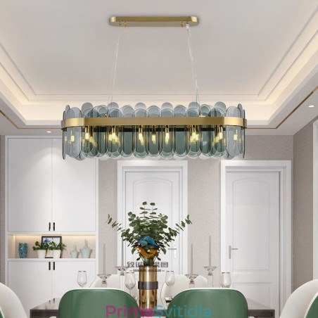 Minimalistické skleněné závěsné svítidlo Jedinečná barva obdélníkový stropní světelný ostrov