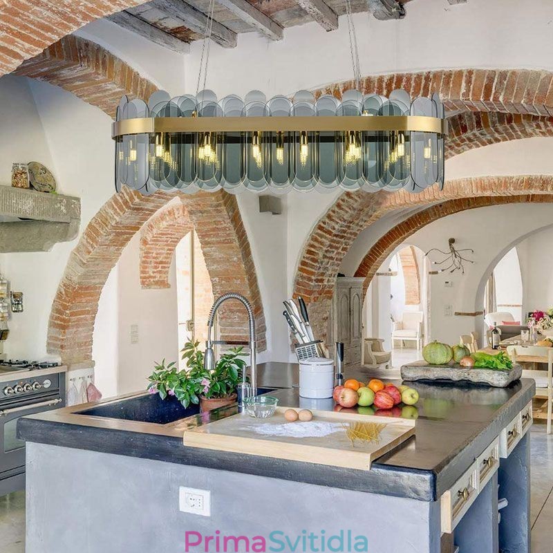 Minimalistické skleněné závěsné svítidlo Jedinečná barva obdélníkový stropní světelný ostrov