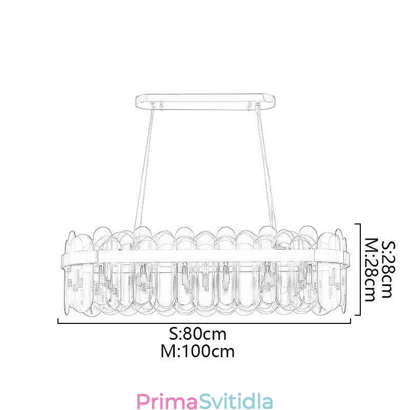 Minimalistické skleněné závěsné svítidlo Jedinečná barva obdélníkový stropní světelný ostrov