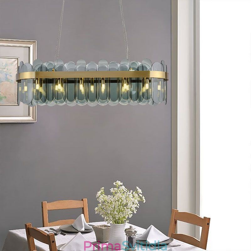 Minimalistické skleněné závěsné svítidlo Jedinečná barva obdélníkový stropní světelný ostrov