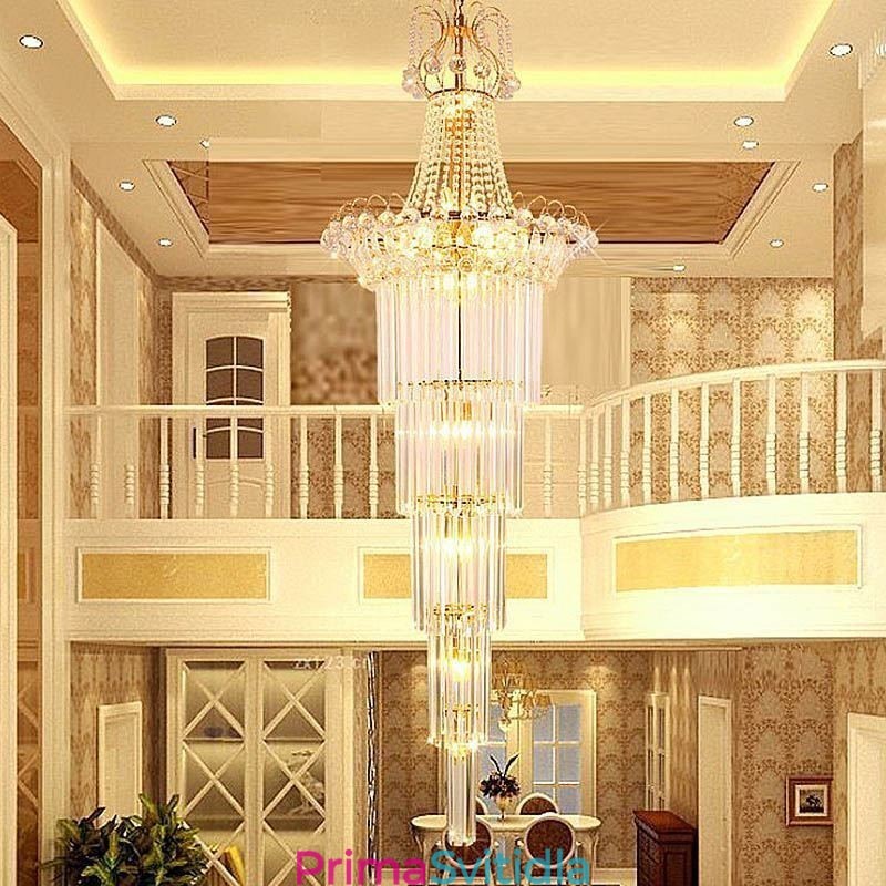 Elegantní dlouhý závěsný křišťálový lustr