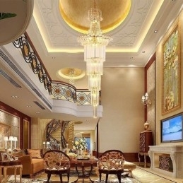 Elegantní dlouhý závěsný křišťálový lustr