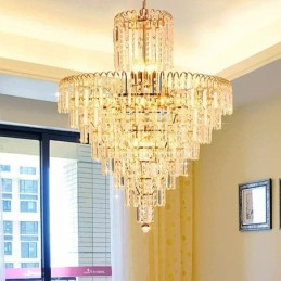 Moderní elegantní křišťálový závěsný kónický lustr
