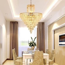 Moderní elegantní křišťálový závěsný kónický lustr