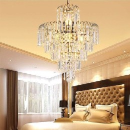 Moderní elegantní křišťálový závěsný kónický lustr