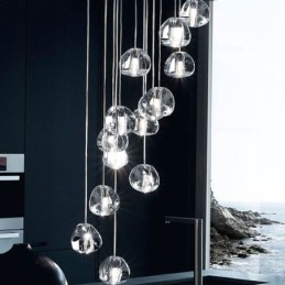 Moderní závěsné svítidlo Crystal Cluster Jedinečné duplexní schodiště se stíněním křišťálové lampy