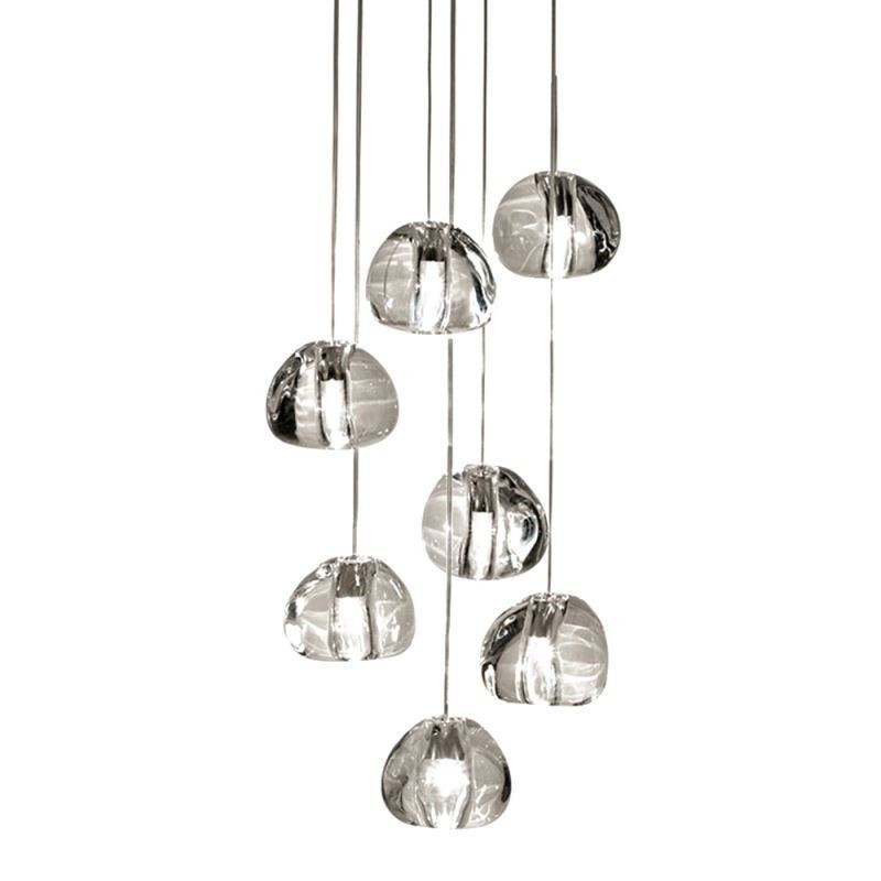 Moderní závěsné svítidlo Crystal Cluster Jedinečné duplexní schodiště se stíněním křišťálové lampy