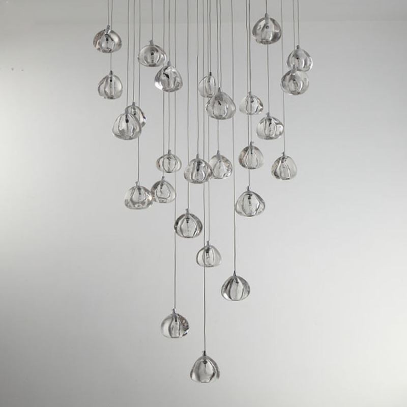 Moderní závěsné svítidlo Crystal Cluster Jedinečné duplexní schodiště se stíněním křišťálové lampy