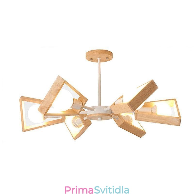 Moderní lustr ve tvaru vějíře Elegantní dřevěné závěsné svítidlo