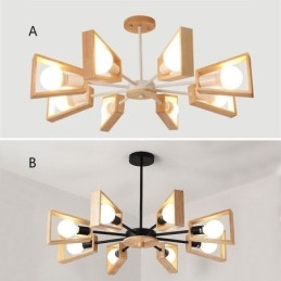 Moderní lustr ve tvaru vějíře Elegantní dřevěné závěsné svítidlo