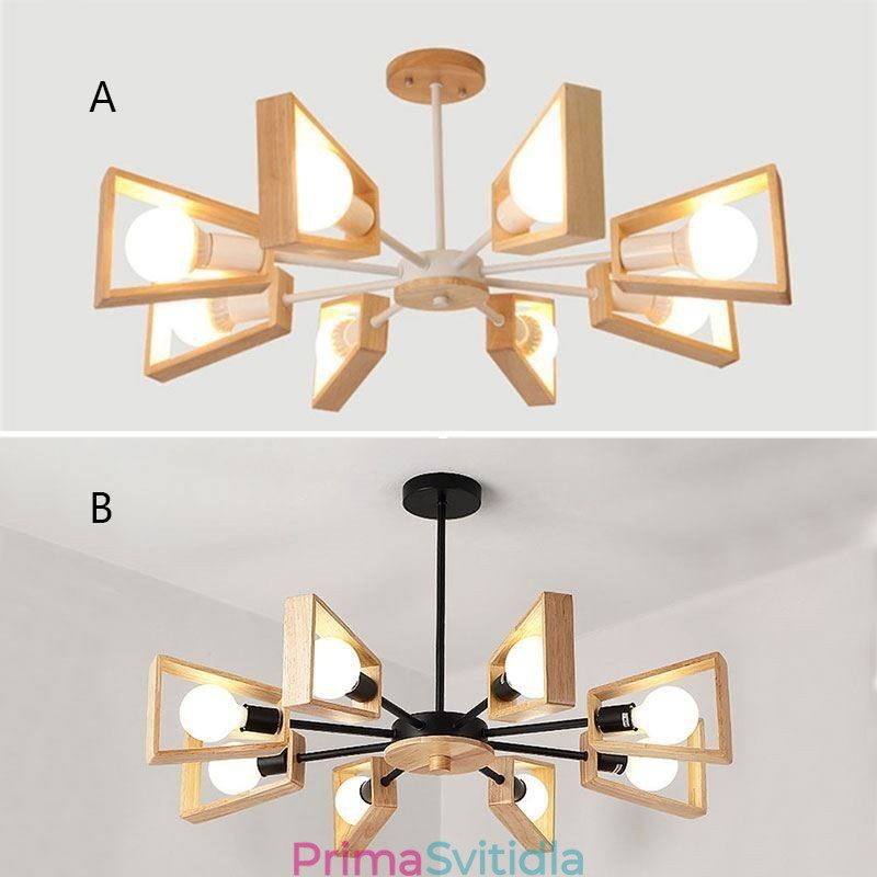 Moderní lustr ve tvaru vějíře Elegantní dřevěné závěsné svítidlo