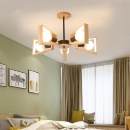 Moderní lustr ve tvaru vějíře Elegantní dřevěné závěsné svítidlo
