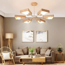 Moderní lustr ve tvaru vějíře Elegantní dřevěné závěsné svítidlo