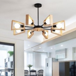 Moderní lustr ve tvaru vějíře Elegantní dřevěné závěsné svítidlo