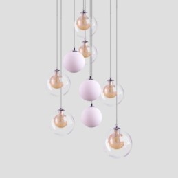 Přívěsek Light Glass Cluster Stropní světle zlatý nikl kartáčovaný + mléčná skleněná koule