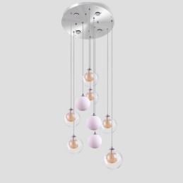 Přívěsek Light Glass Cluster Stropní světle zlatý nikl kartáčovaný + mléčná skleněná koule