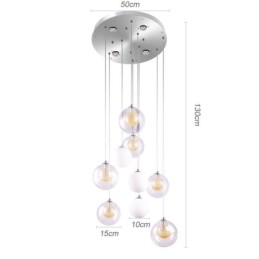 Přívěsek Light Glass Cluster Stropní světle zlatý nikl kartáčovaný + mléčná skleněná koule
