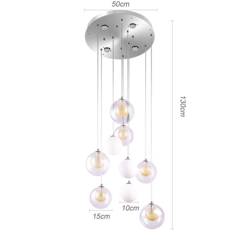 Přívěsek Light Glass Cluster Stropní světle zlatý nikl kartáčovaný + mléčná skleněná koule