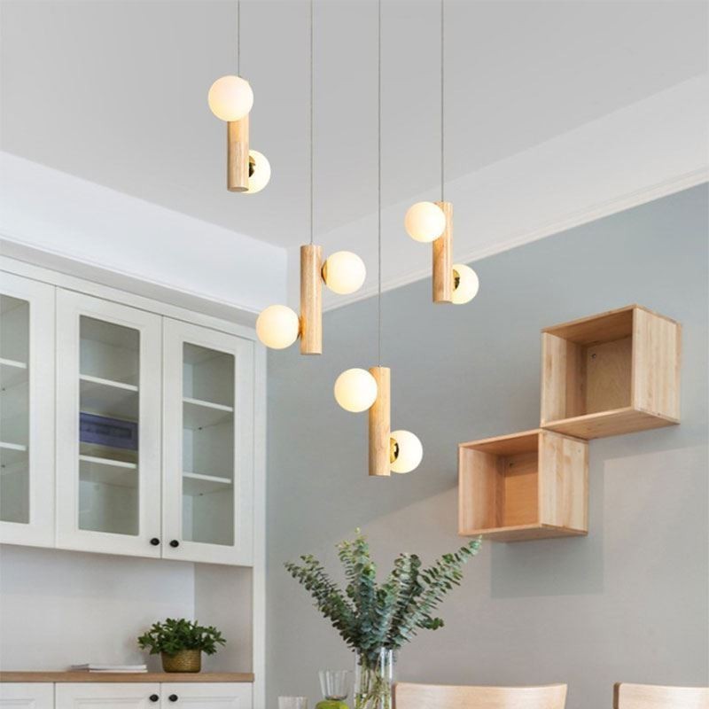 Dřevěný přívěsek Light Magic Bean Cluster Stropní světelný ostrov