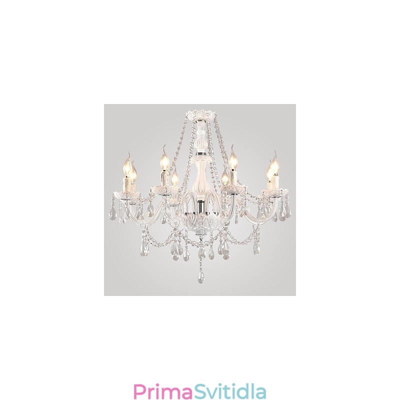 Lustr White Crystal Modern Living 8 světel