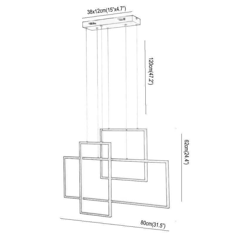 Severské závěsné svítidlo Geometrické čtvercové závěsné svítidlo