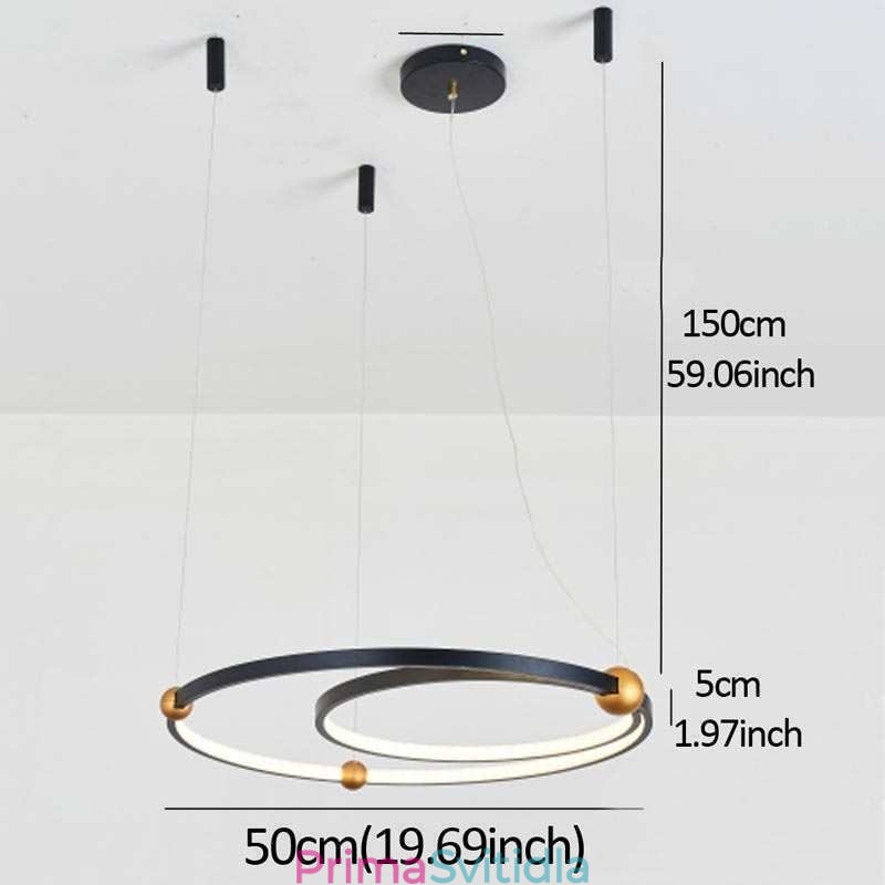 Kruhové závěsné svítidlo černé 2 kroužky