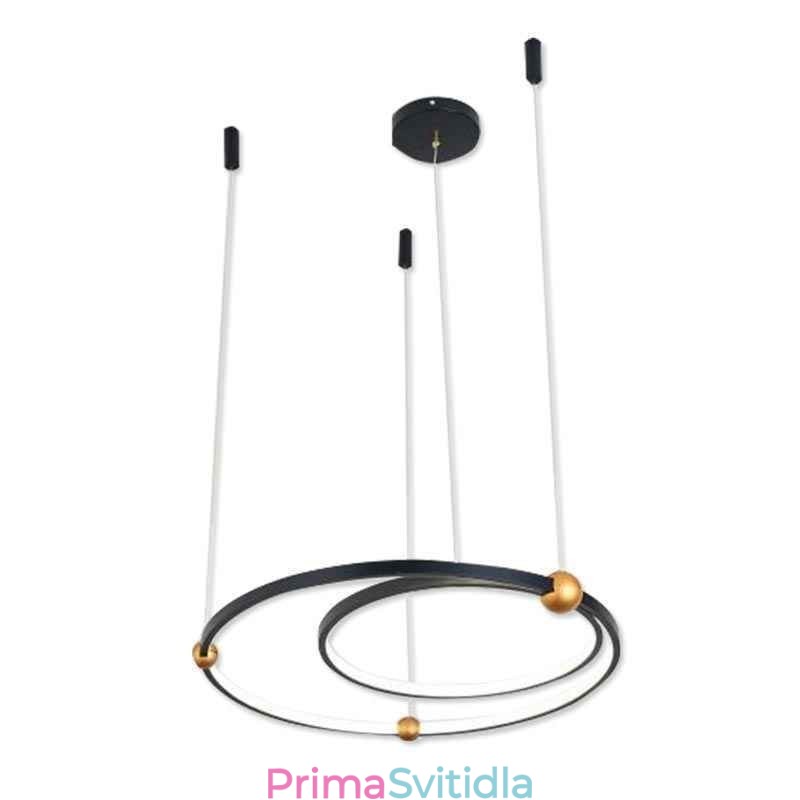 Kruhové závěsné svítidlo černé 2 kroužky