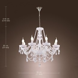 Lustr White Crystal Modern Living 8 světel