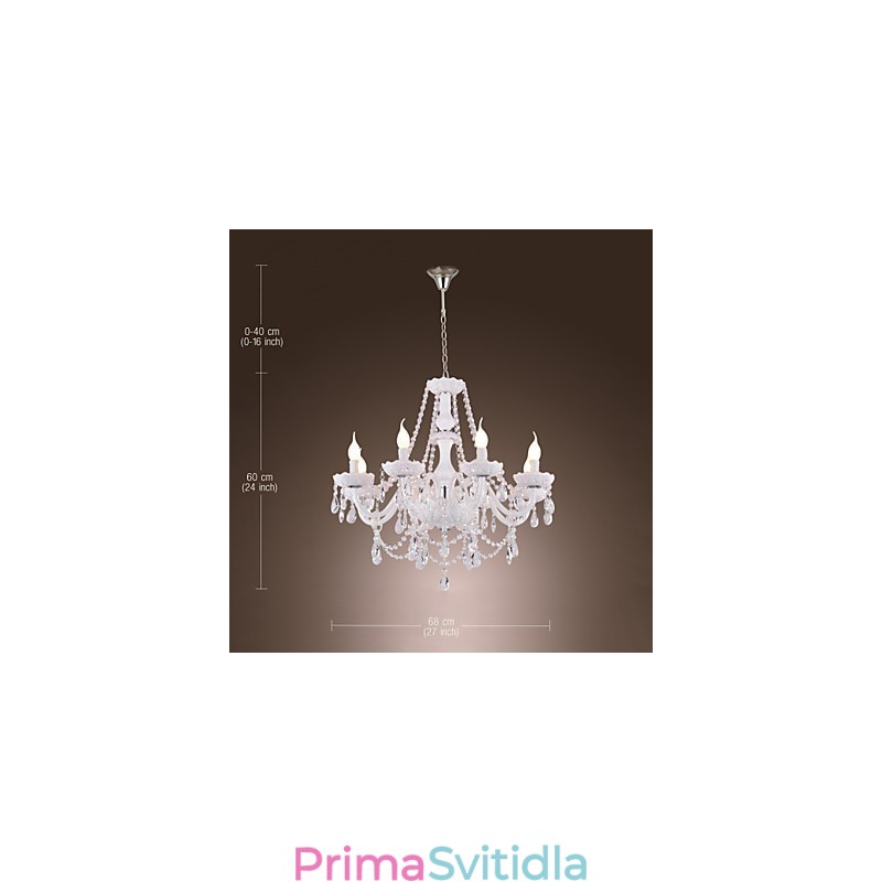 Lustr White Crystal Modern Living 8 světel