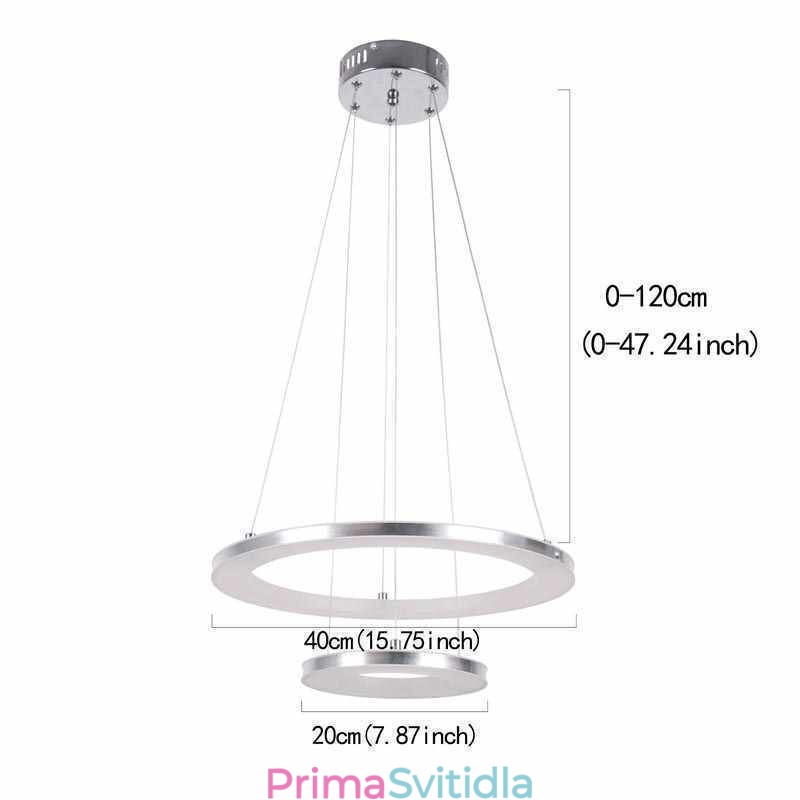 Moderní závěsné svítidlo akrylové 2 kroužky 40+20cm