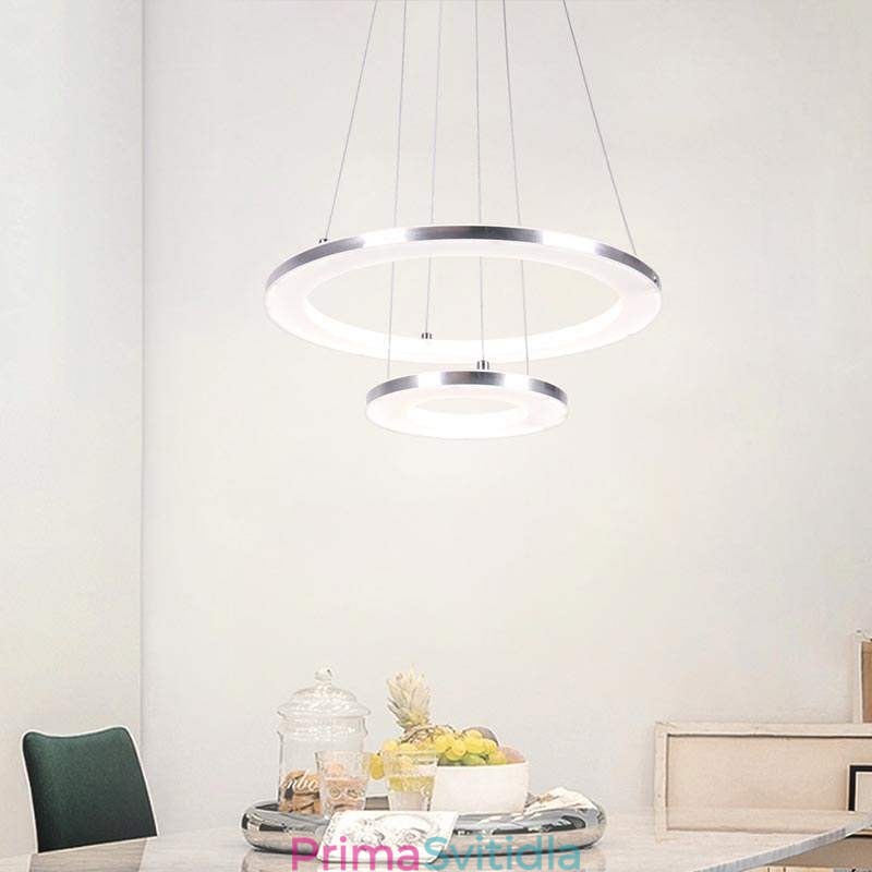 Moderní závěsné svítidlo akrylové 2 kroužky 40+20cm