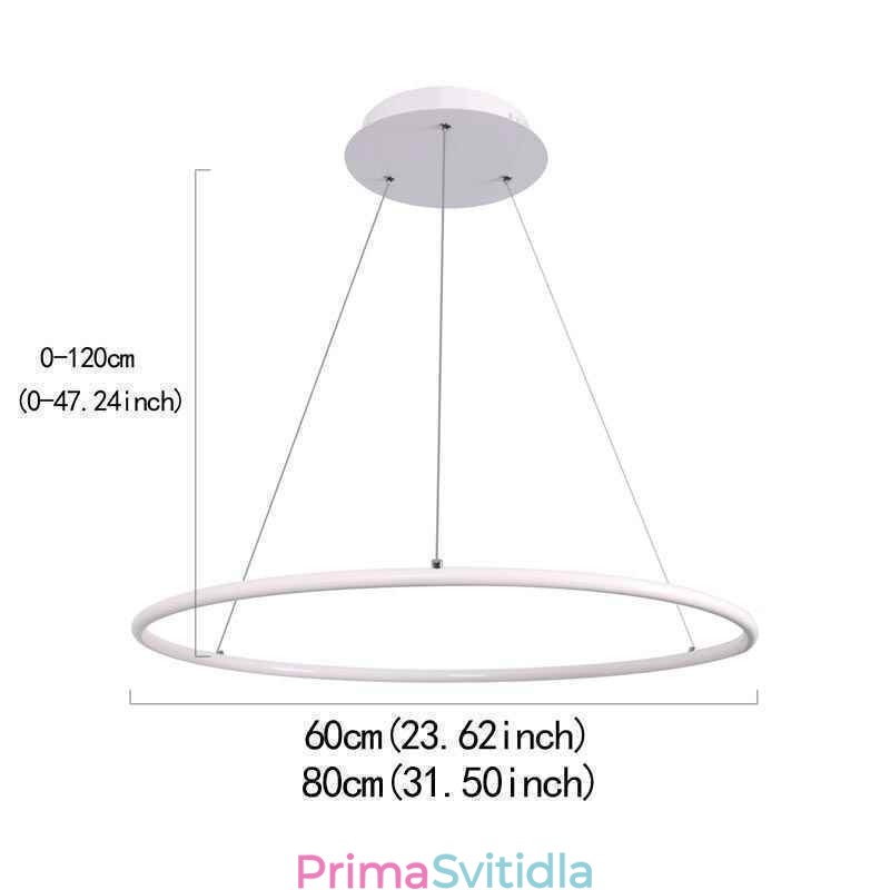 Moderní závěsná kruhová lampa 60cm 80cm