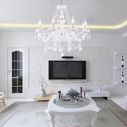 Lustr White Crystal Modern Living 8 světel