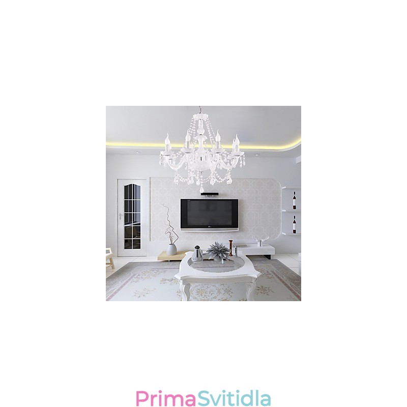 Lustr White Crystal Modern Living 8 světel