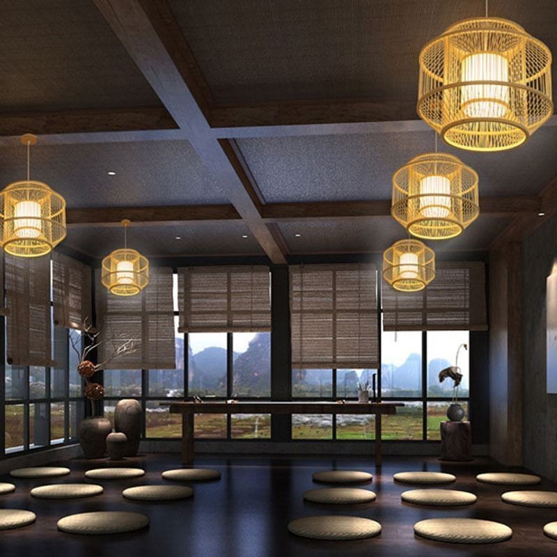Lucerna Bambusové závěsné světlo Kreativní japonské závěsné světlo