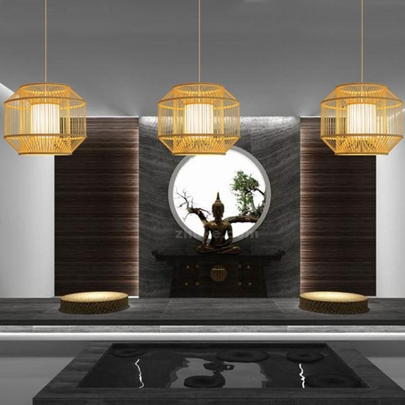 Lucerna Bambusové závěsné světlo Kreativní japonské závěsné světlo